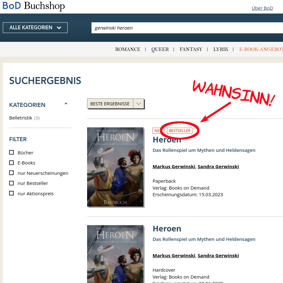 [HEROEN ist Bestseller bei BoD!]